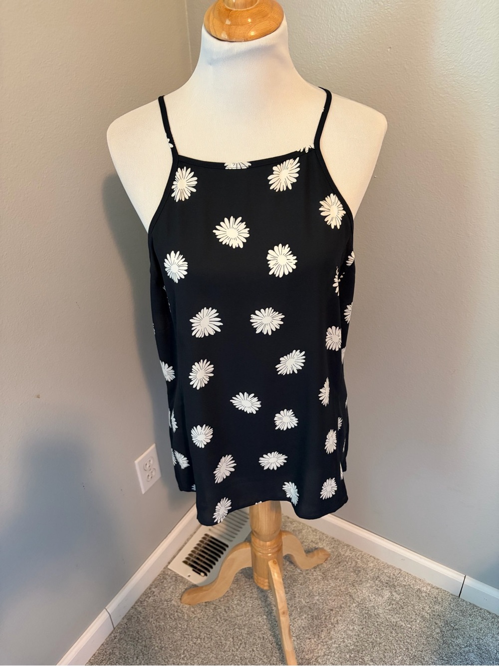 CAbi Black Daisy Print Petal Tank Top #6104